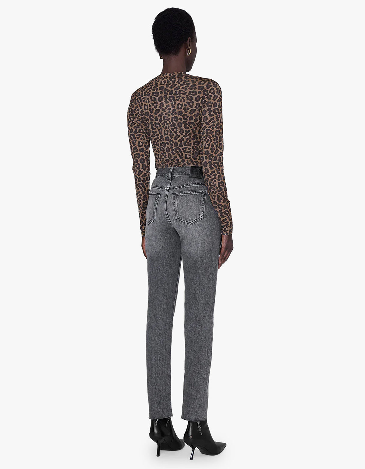 Sylvie Long Sleeve Tee - Black And Brown Leopard