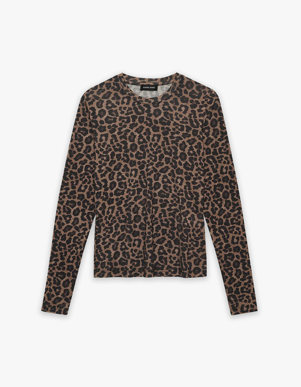 Sylvie Long Sleeve Tee - Black And Brown Leopard