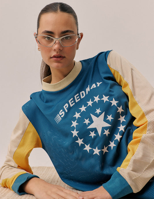 Speedway Long Sleeve Tee - Maritime Blue