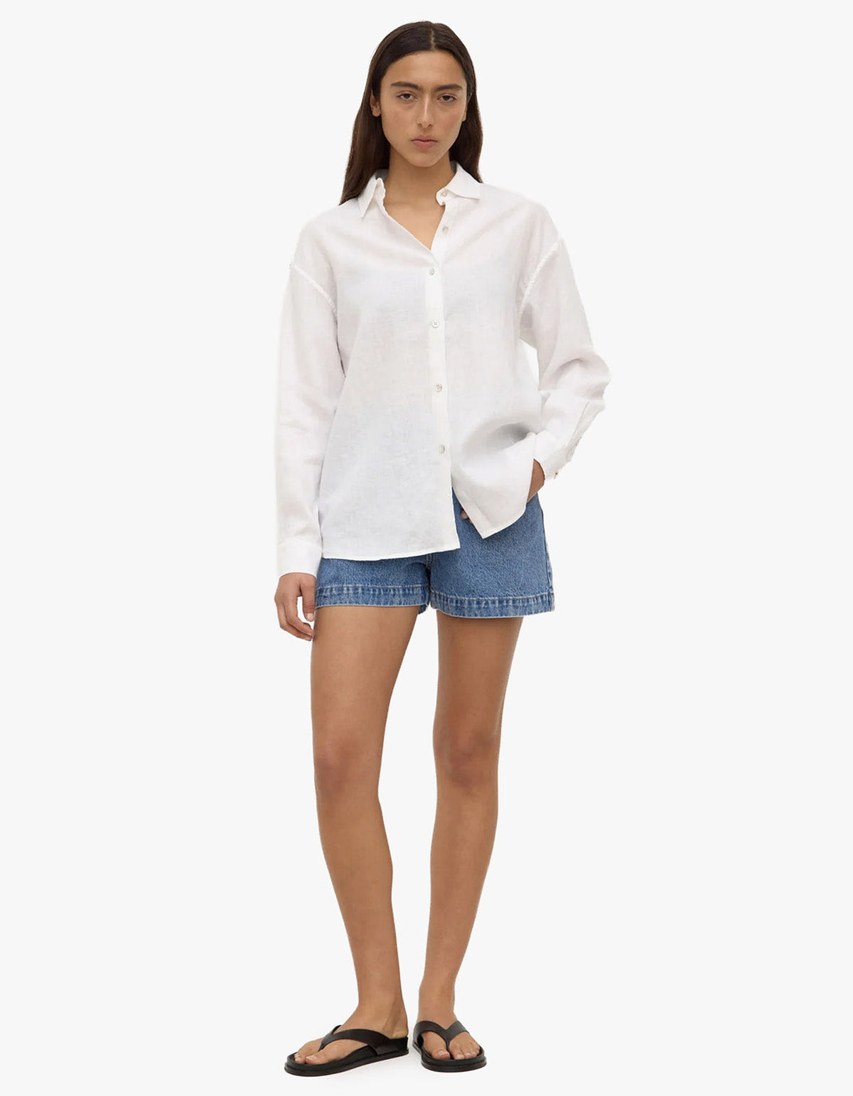 Everyday Womens Linen Long Sleeve Shirt - White