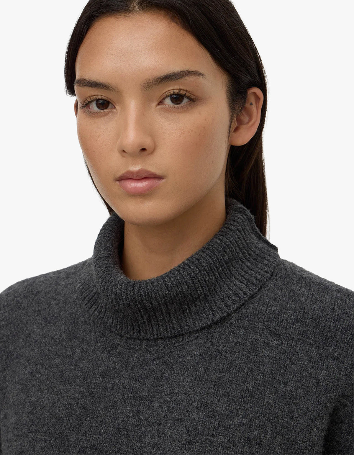 Paris Wool Cashmere Knit Turtleneck - Charcoal Marle