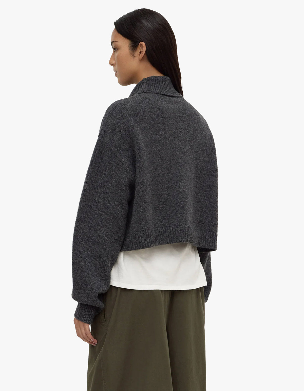 Paris Wool Cashmere Knit Turtleneck - Charcoal Marle
