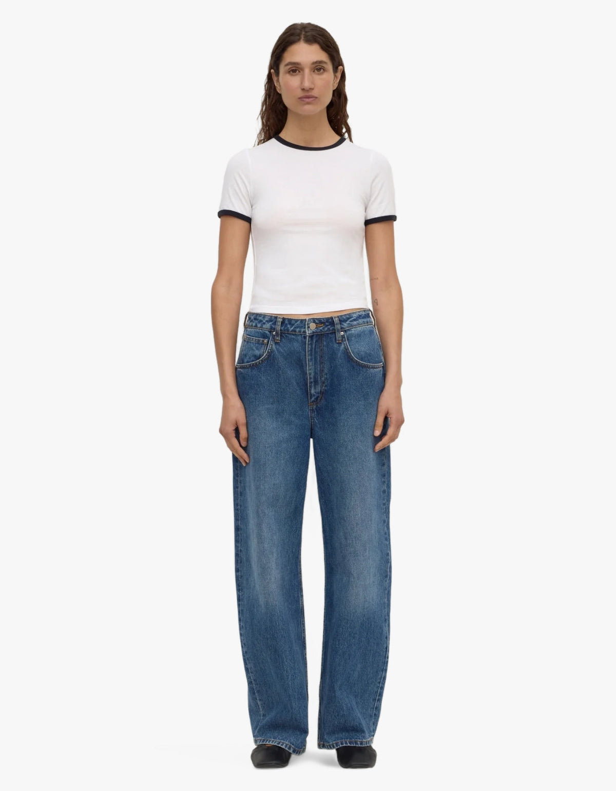 Kourt Contrast Bind Tee - White/Navy