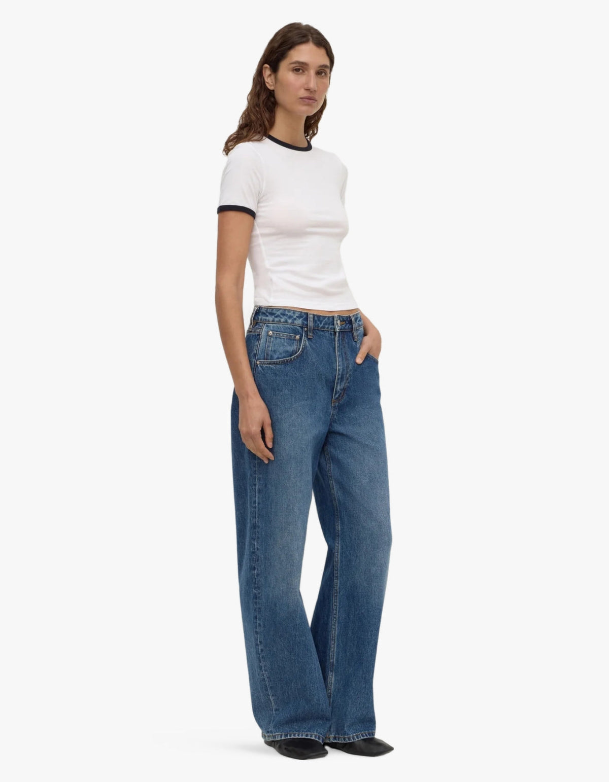 Kourt Contrast Bind Tee - White/Navy