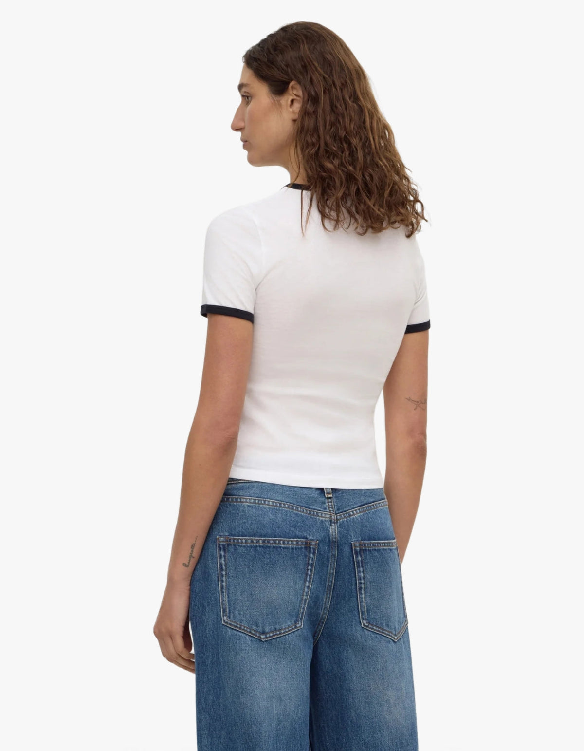 Kourt Contrast Bind Tee - White/Navy