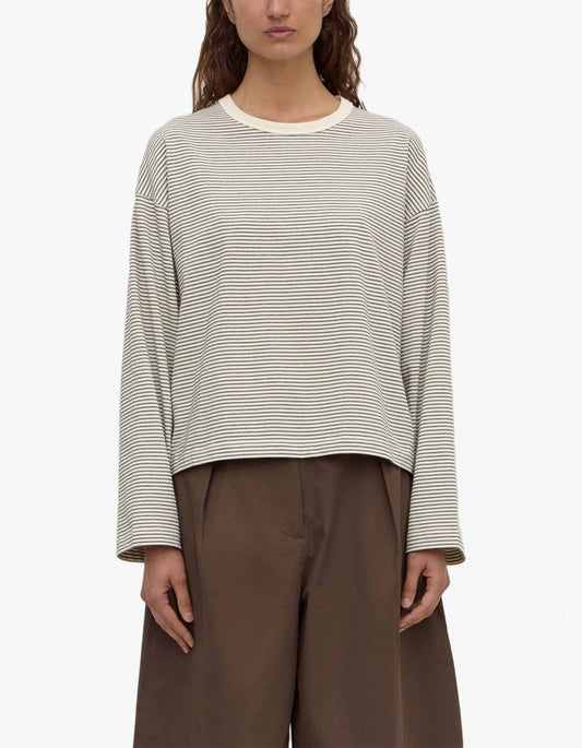 Malone Stripe Wide Sleeve Tee - Cream/Black