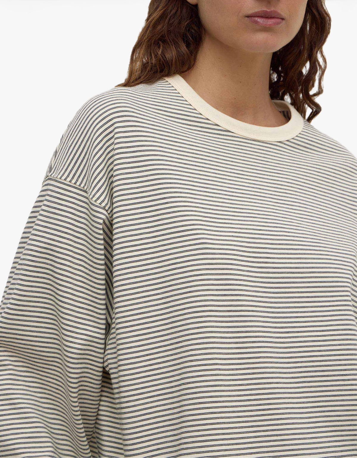 Malone Stripe Wide Sleeve Tee - Cream/Black