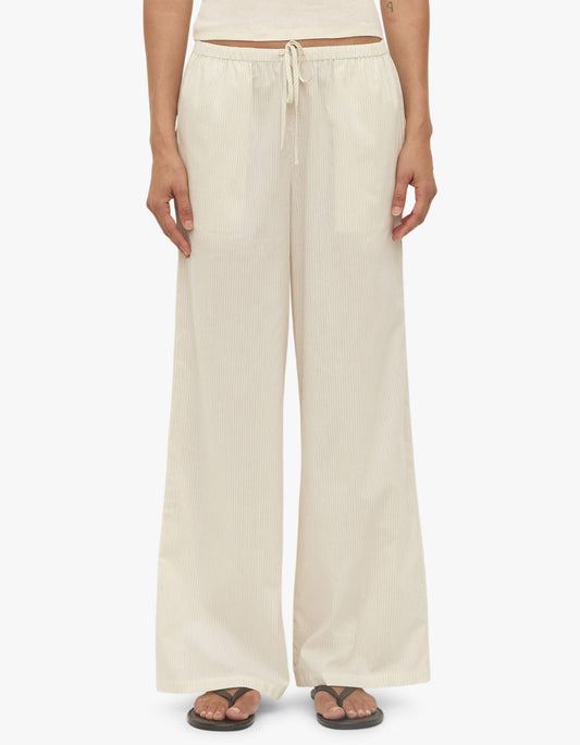 Marina Stripe Pant - White/Grey Stripe