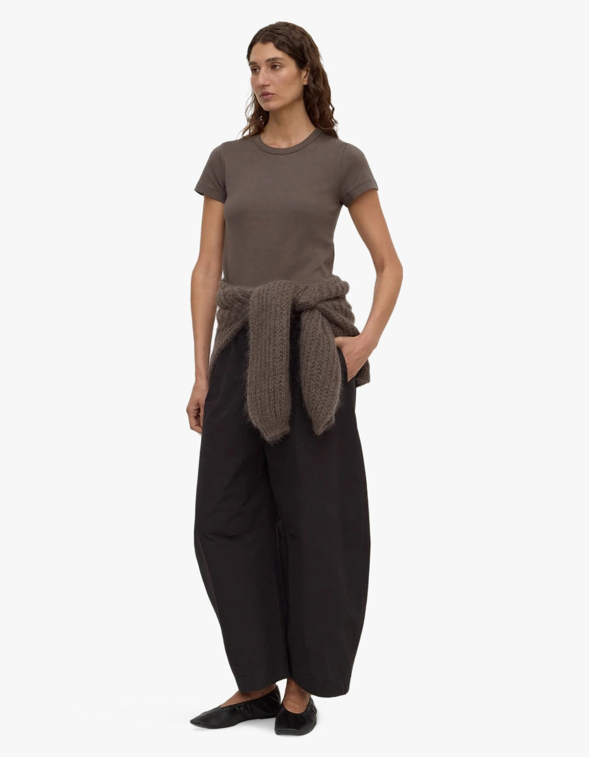 Lyla Cap Sleeve Tee - Bark