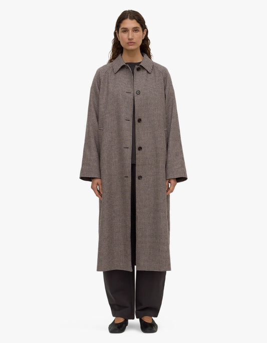 Solana Wool Coat - Brown Black Check
