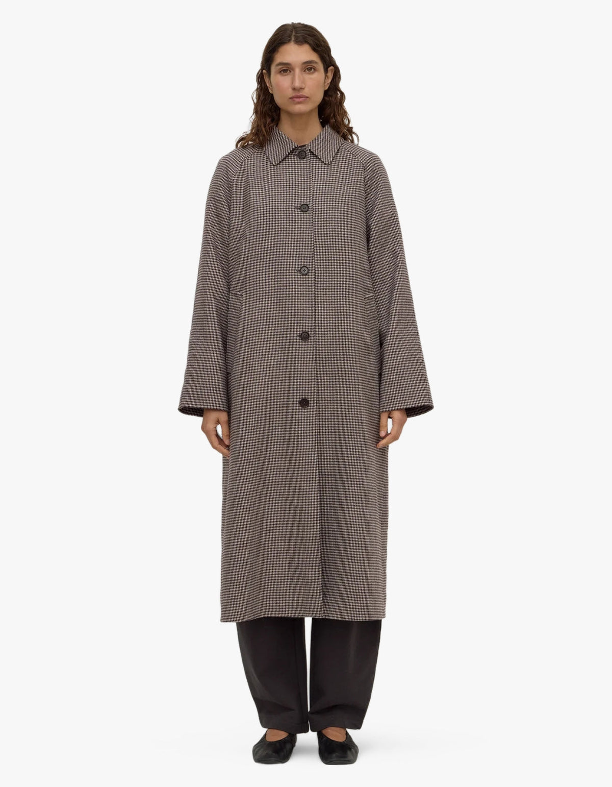 Solana Wool Coat - Brown Black Check