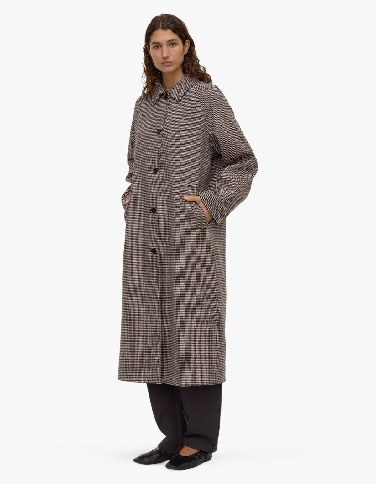 Solana Wool Coat - Brown Black Check