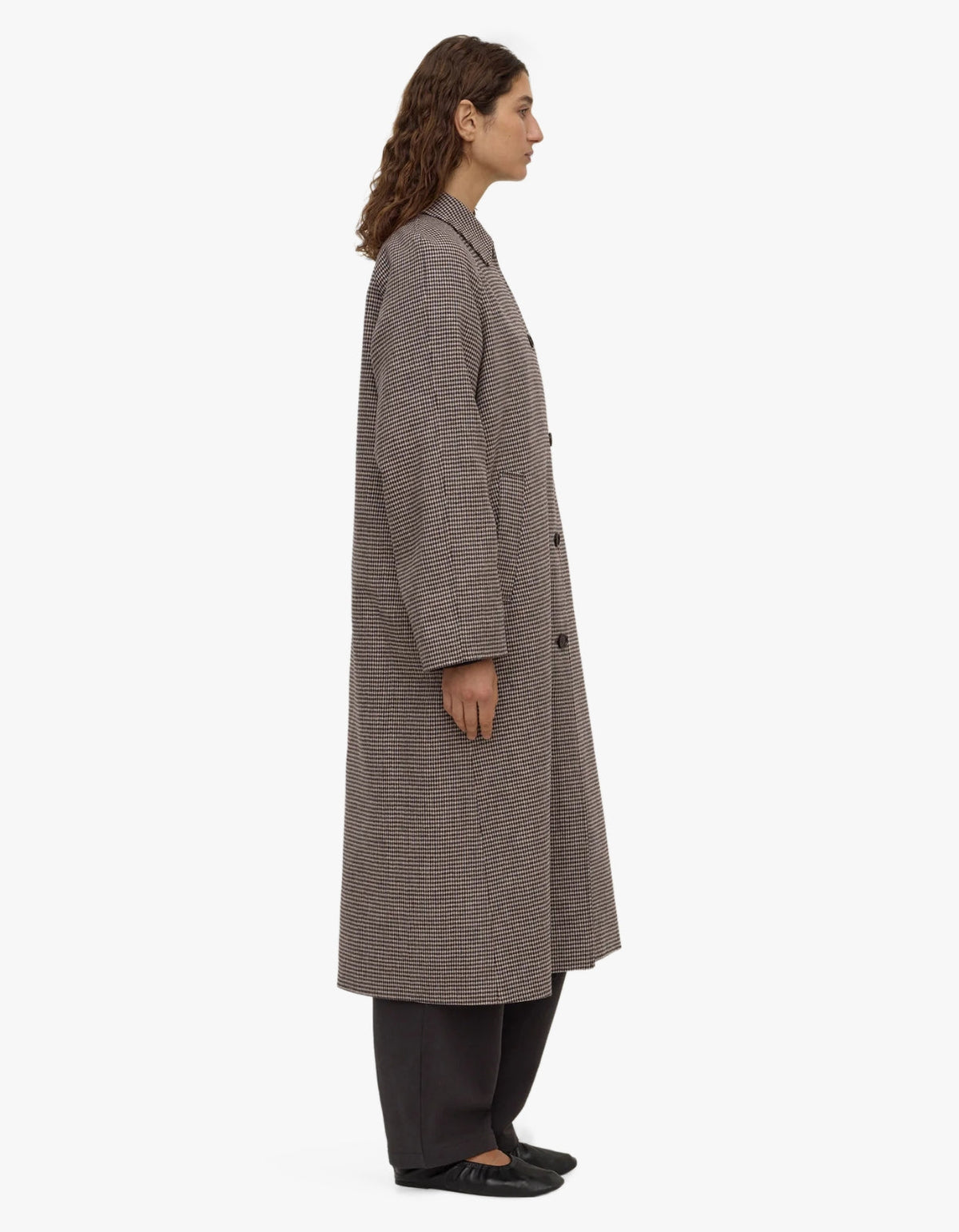 Solana Wool Coat - Brown Black Check