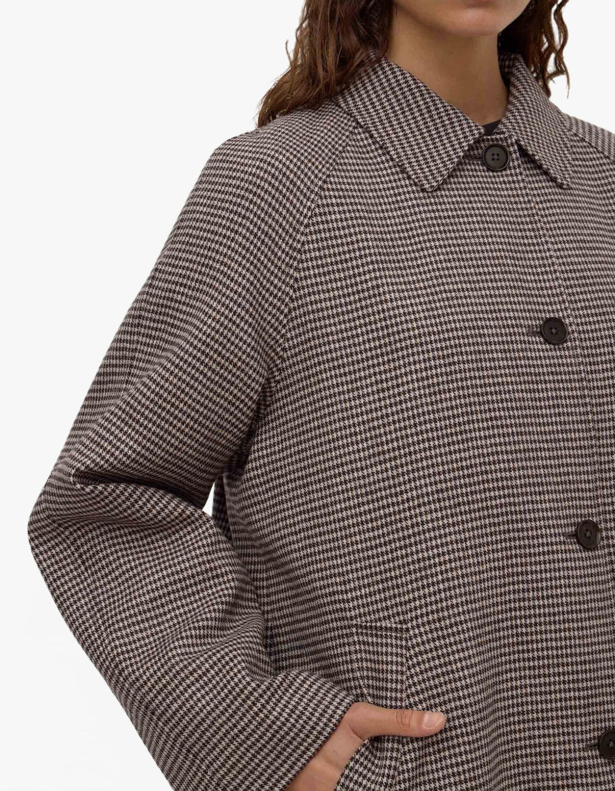 Solana Wool Coat - Brown Black Check