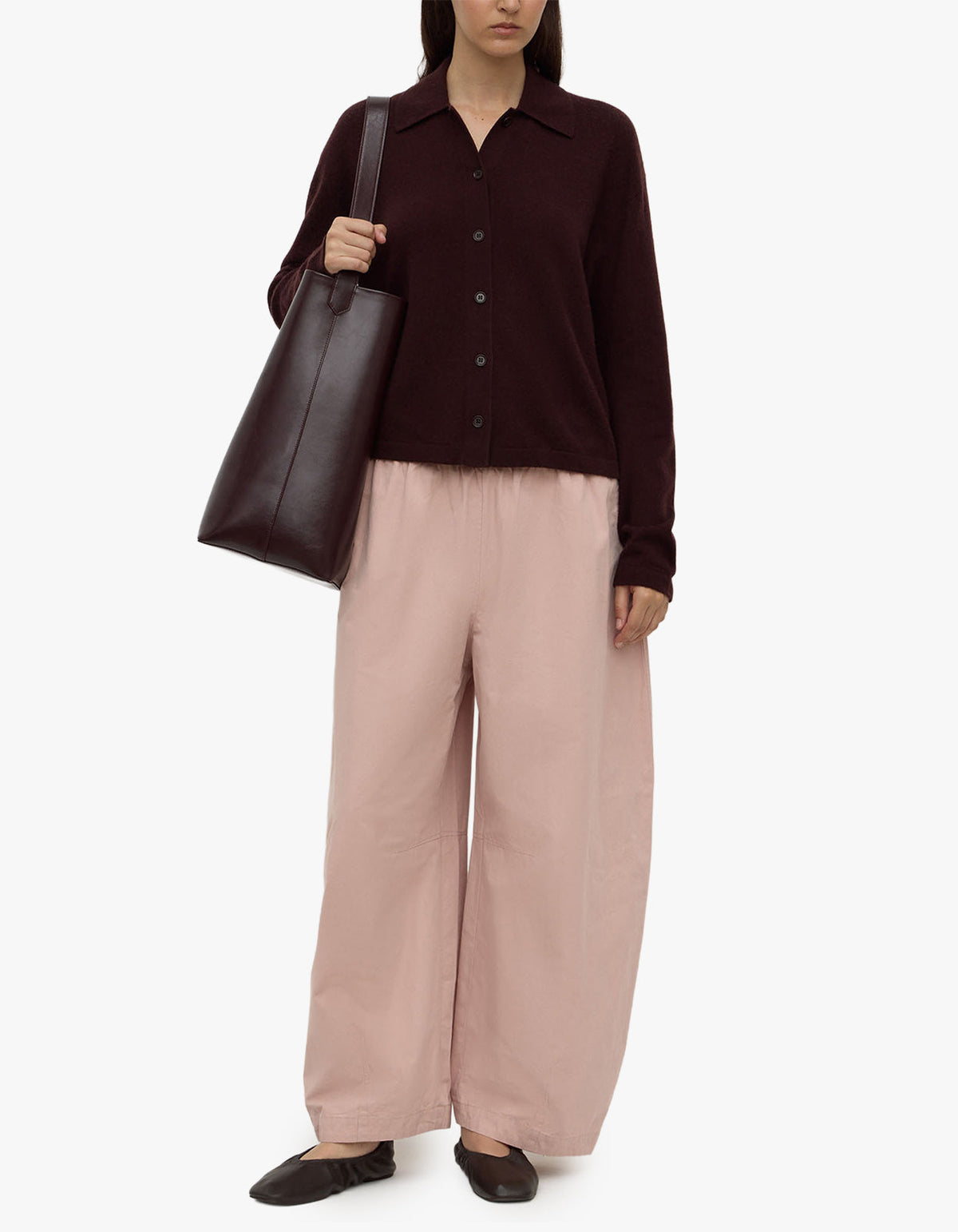 Wool Cashmere Knit Cardigan - Dark Merlot