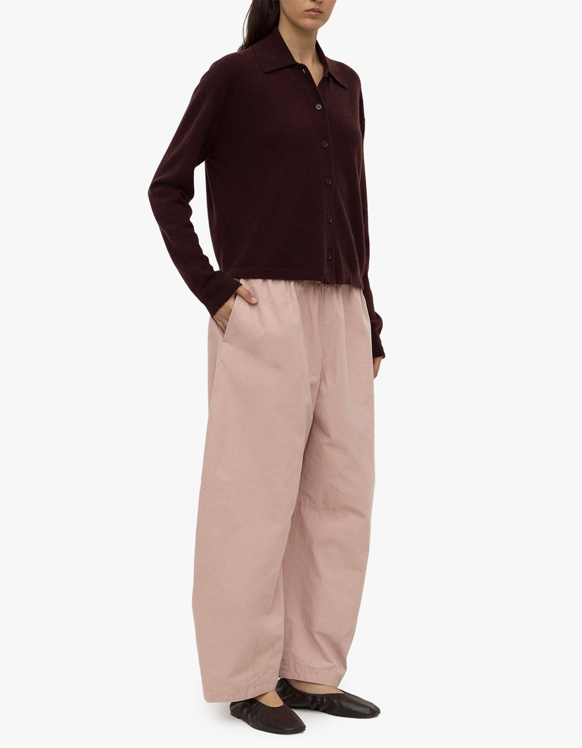 Wool Cashmere Knit Cardigan - Dark Merlot