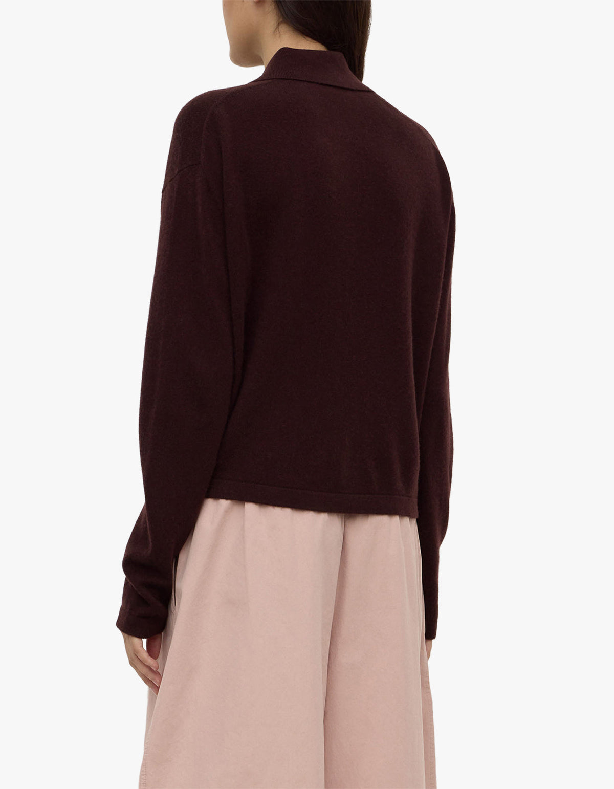 Wool Cashmere Knit Cardigan - Dark Merlot