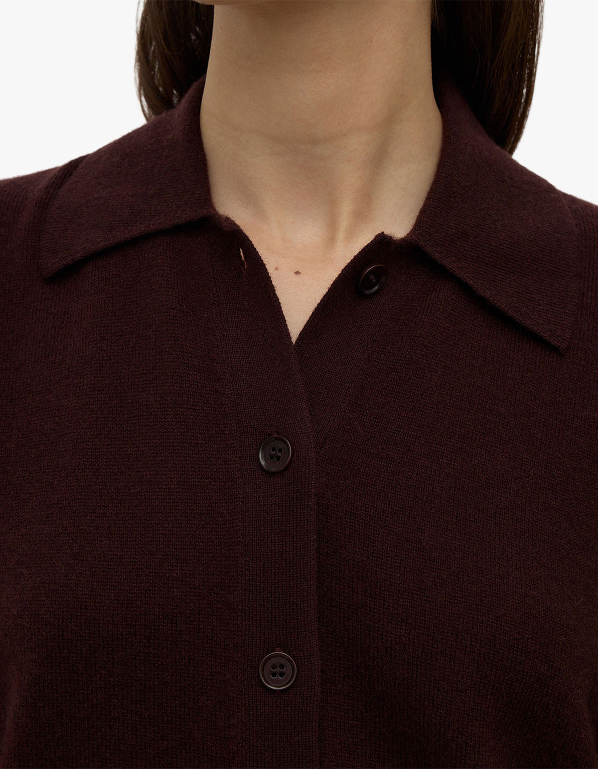 Wool Cashmere Knit Cardigan - Dark Merlot
