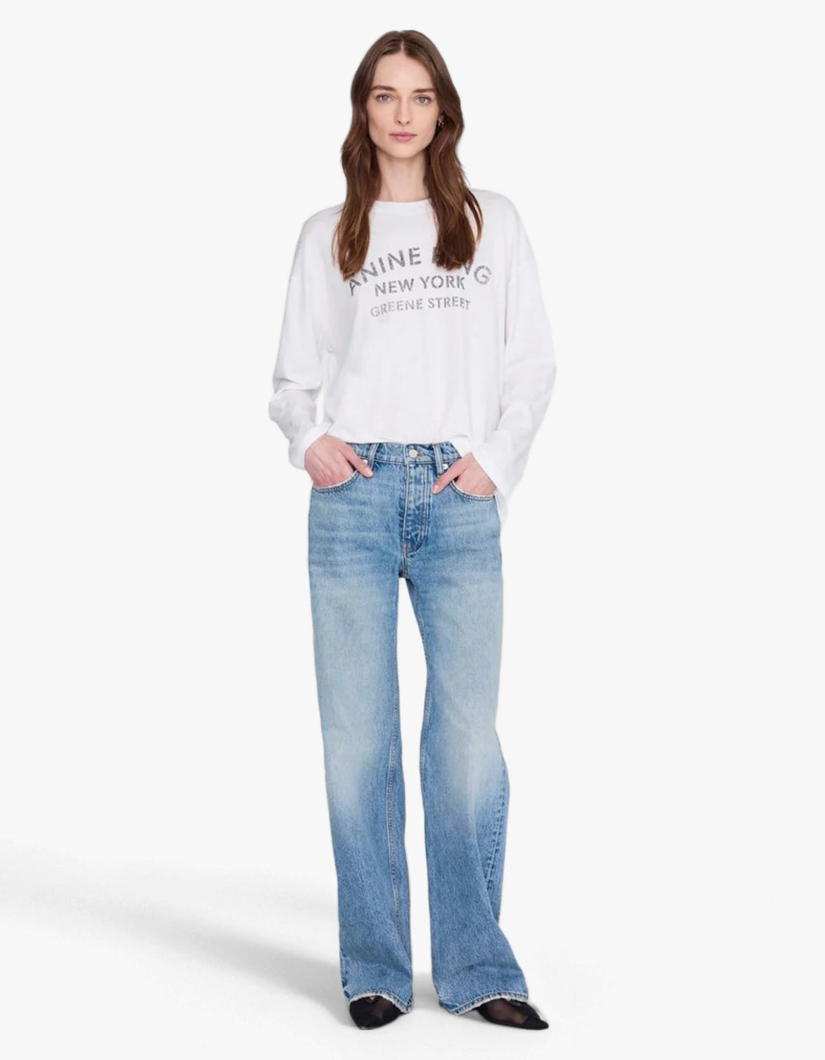 Ivan Long Sleeve New York Stencil - Ivory