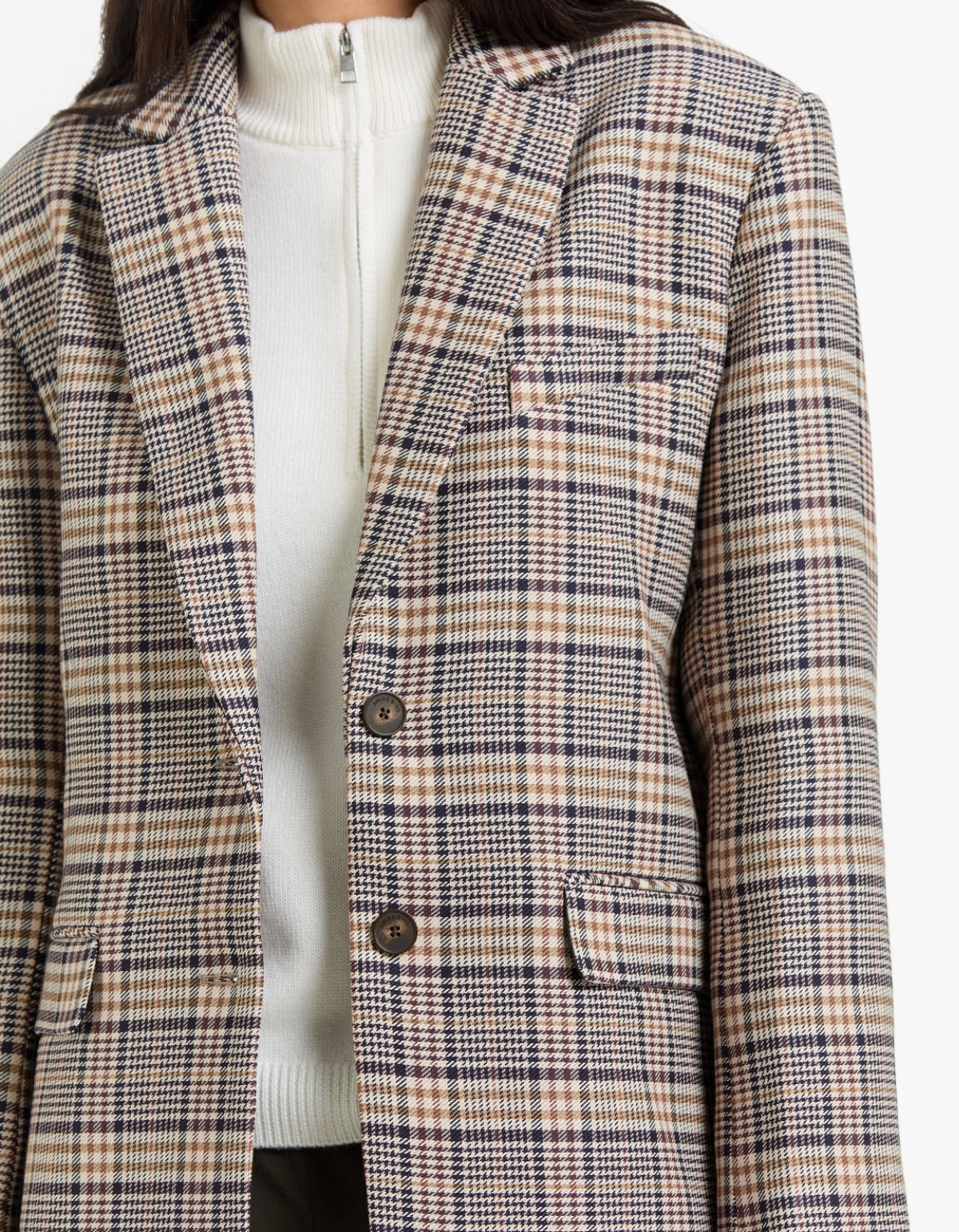 Quinn Blazer - Beige And Navy Checks
