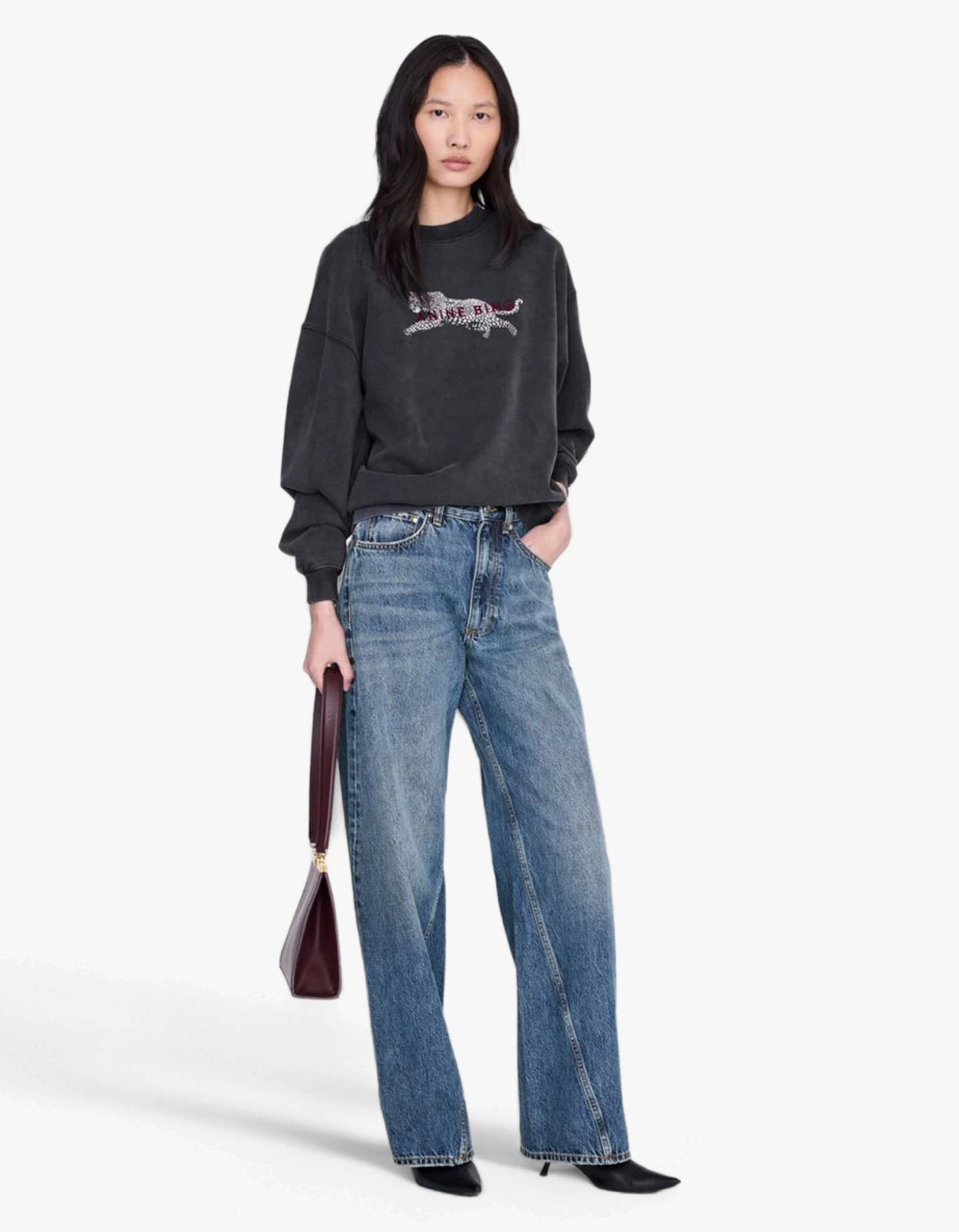 Spencer Sweatshirt Leopard - Washed Black