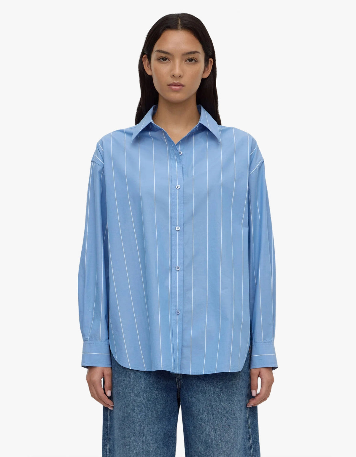Marcia Stripe Long Sleeve Shirt - Blue White Stripe
