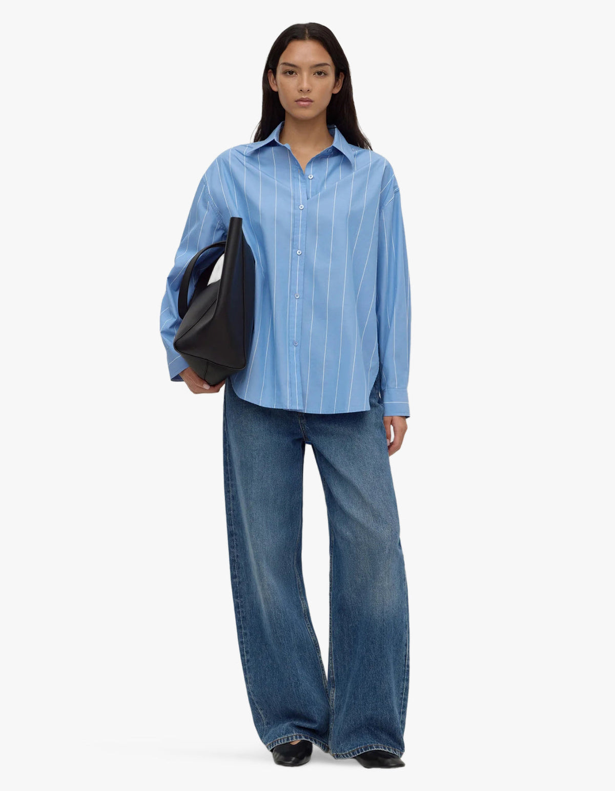 Marcia Stripe Long Sleeve Shirt - Blue White Stripe