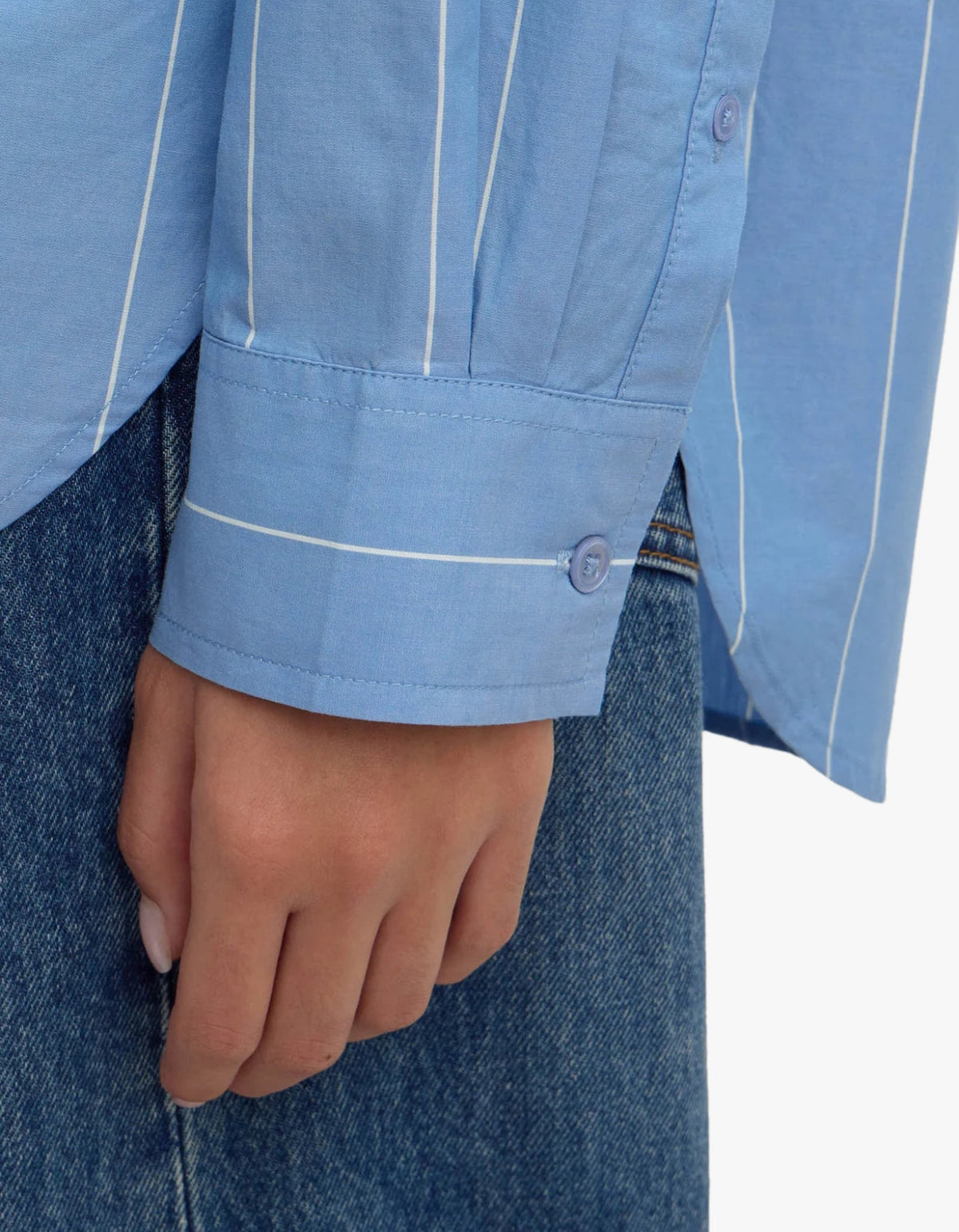Marcia Stripe Long Sleeve Shirt - Blue White Stripe