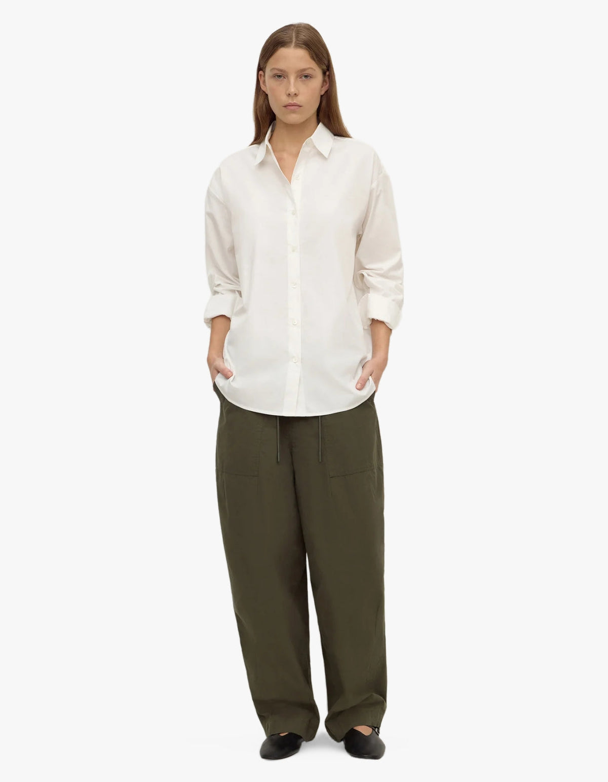 Micha Poplin L/S Shirt - White