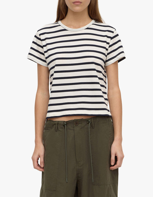 Mollie Stripe Short Sleeve Tee - Navy Cream Stripe