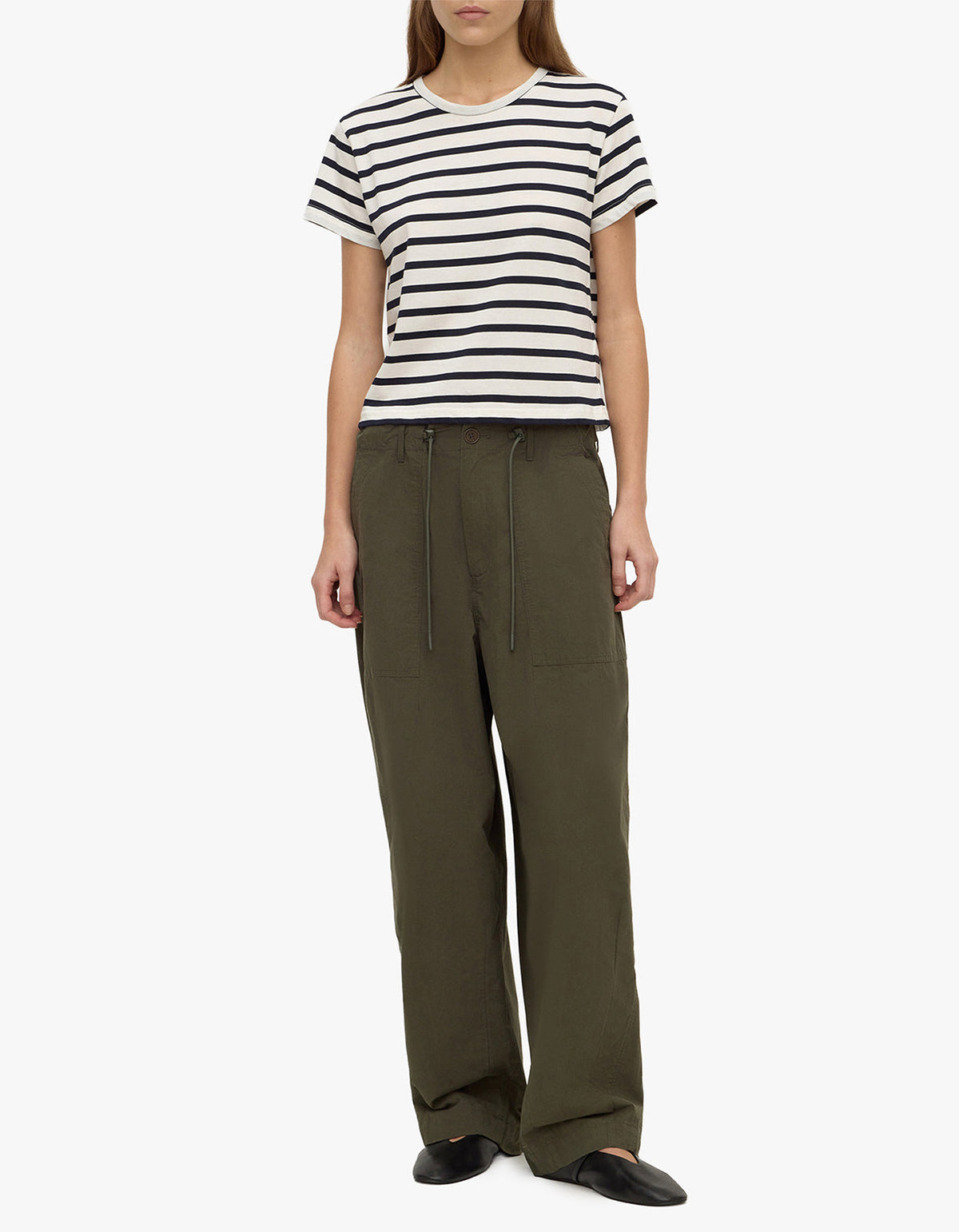 Mollie Stripe Short Sleeve Tee - Navy Cream Stripe