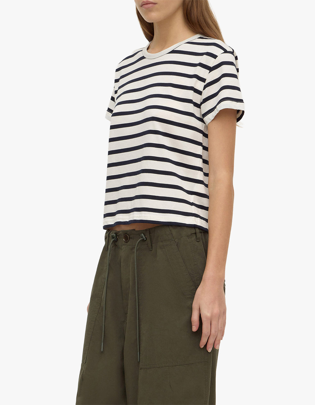 Mollie Stripe Short Sleeve Tee - Navy Cream Stripe