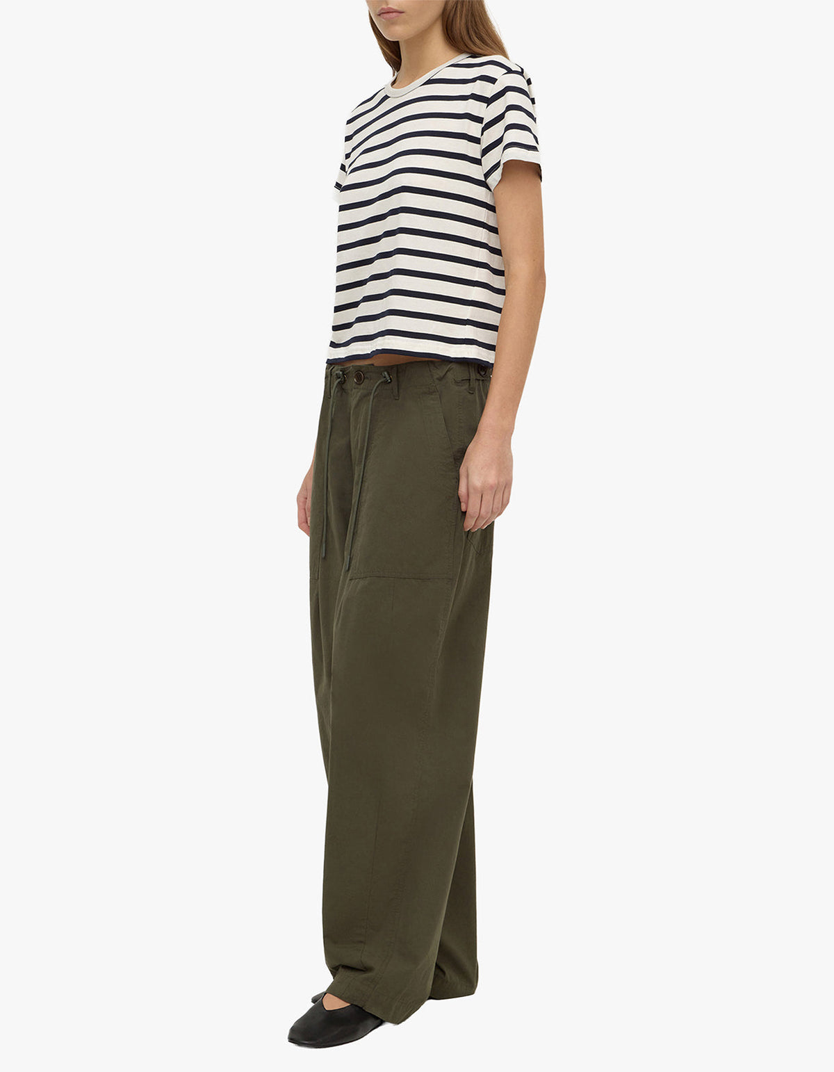 Mollie Stripe Short Sleeve Tee - Navy Cream Stripe