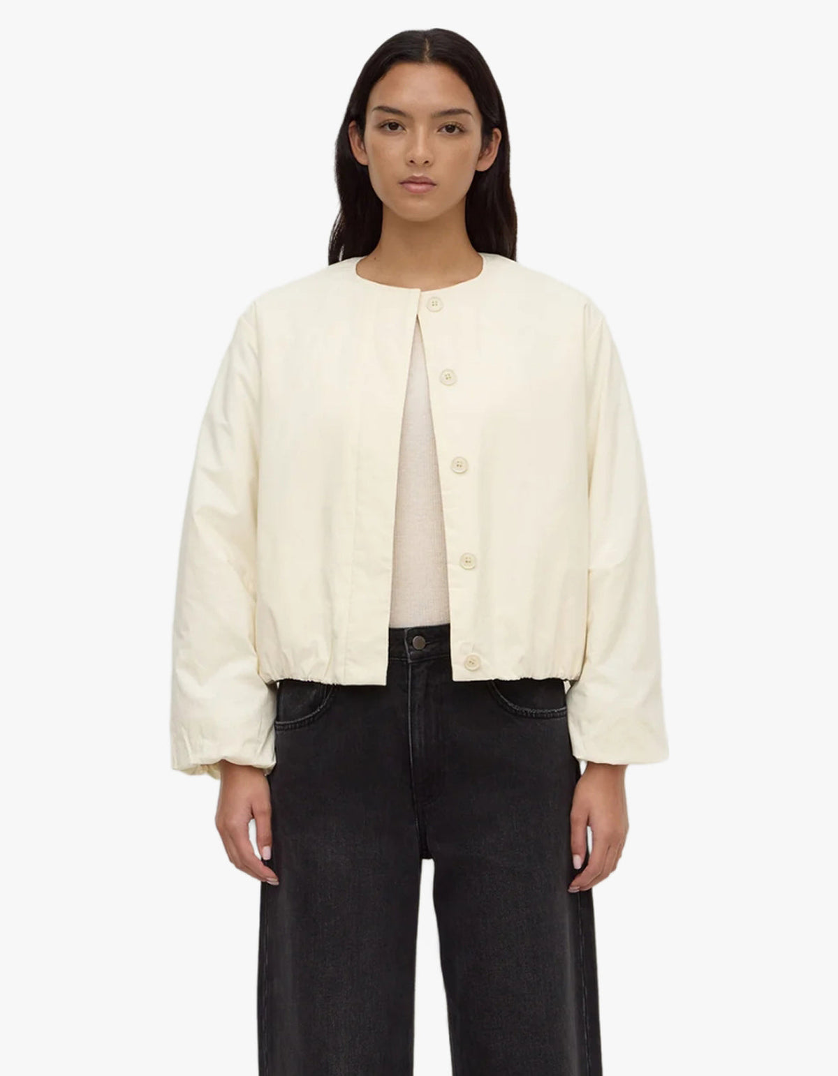 Zoie Padded Bomber Jacket - Antique White