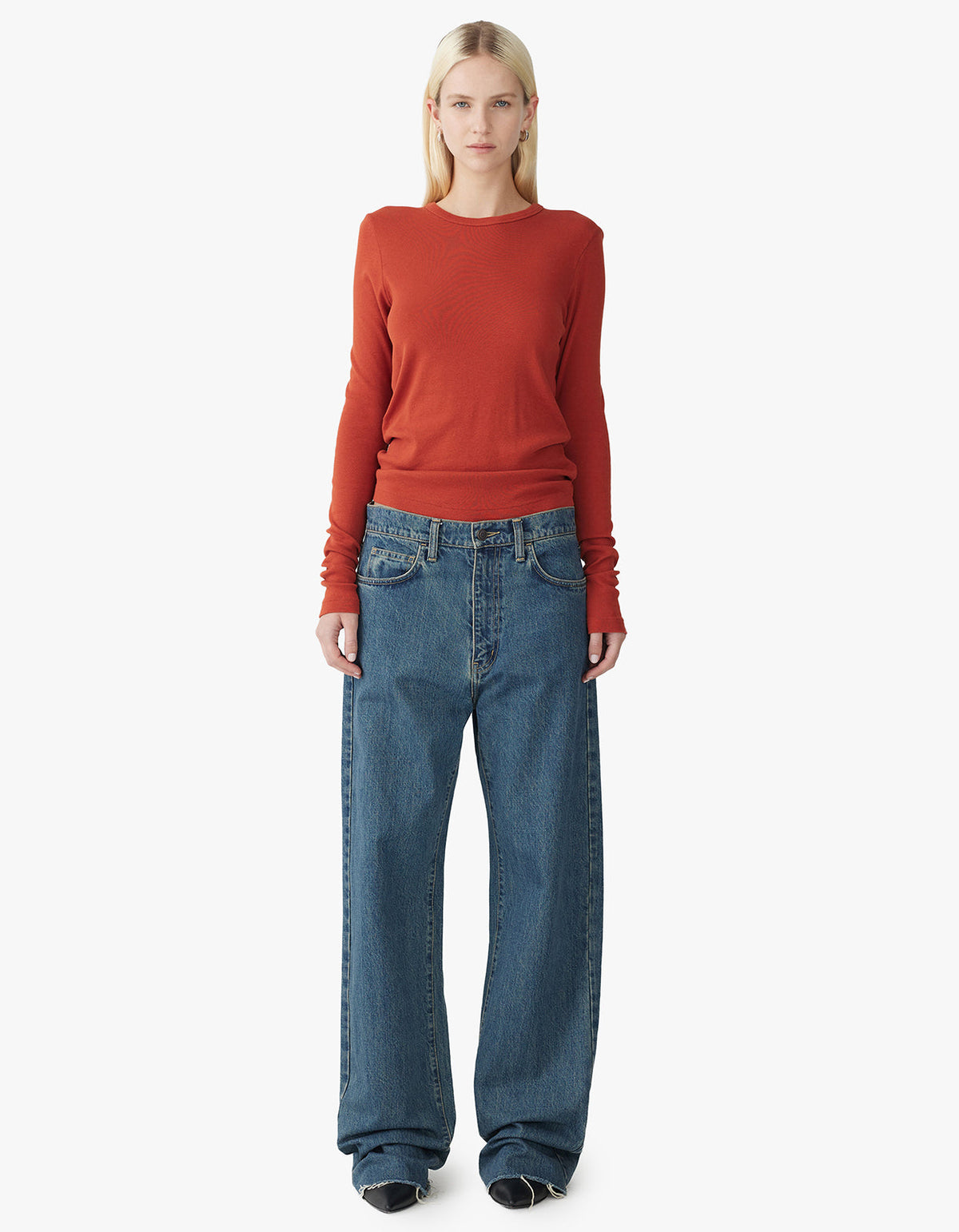Slim Superfine Rib L/S T.Shirt - Red Cedar
