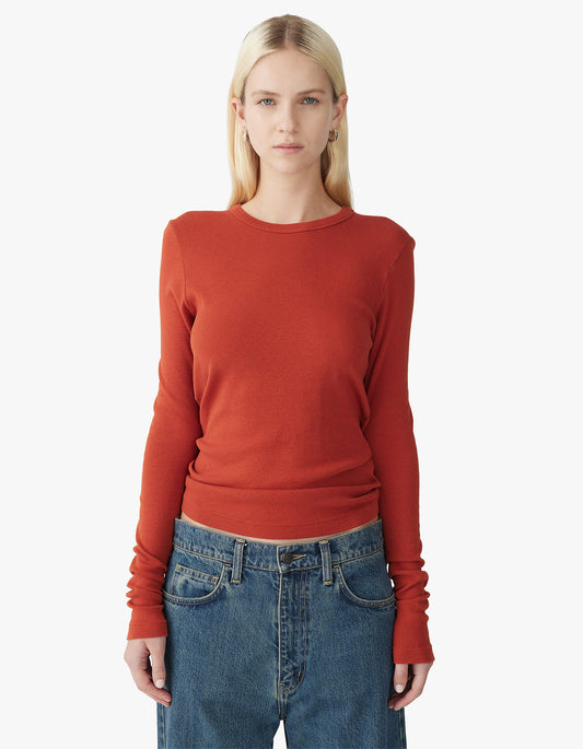 Slim Superfine Rib L/S T.Shirt - Red Cedar