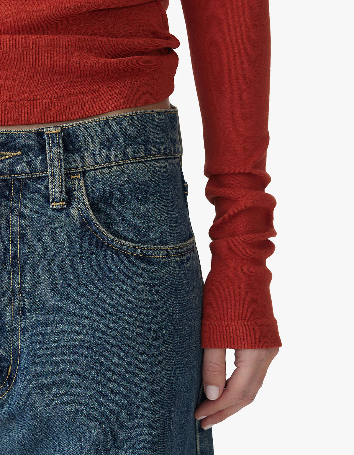 Slim Superfine Rib L/S T.Shirt - Red Cedar