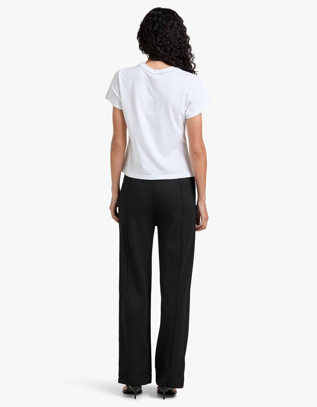 Twill Pinstitch Detail Pant - Black