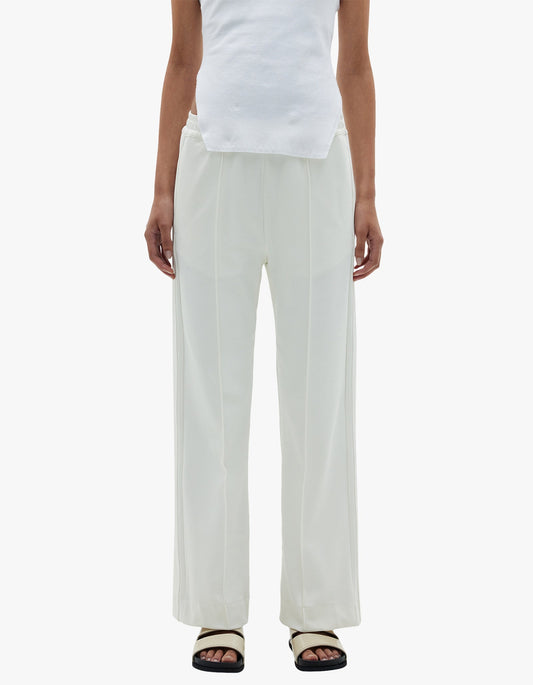 Twill Pinstitch Detail Pant - White
