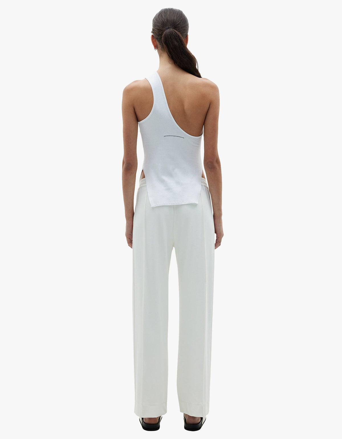 Twill Pinstitch Detail Pant - White