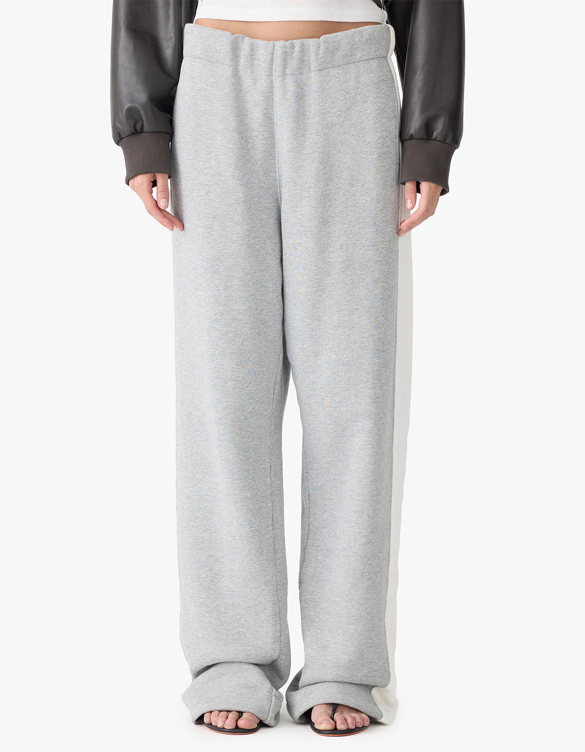 Fleece Stripe Detail Trackpant - Grey Marle