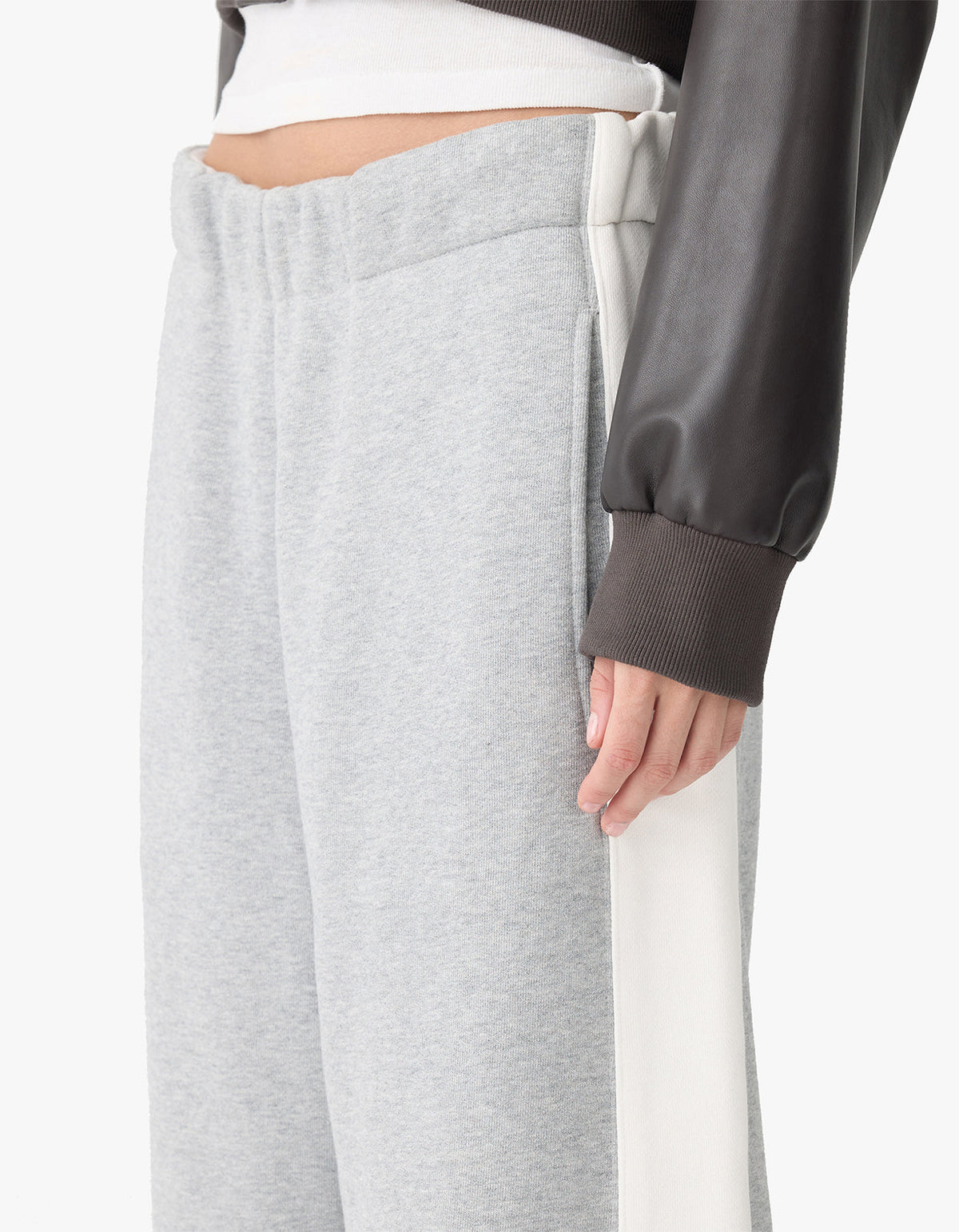 Fleece Stripe Detail Trackpant - Grey Marle