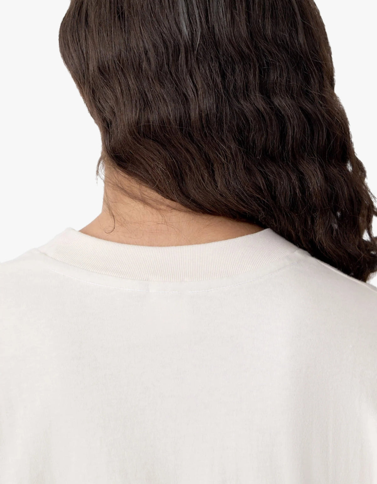 Boxy Rib Insert Long Sleeve T-Shirt - Ecru/Red