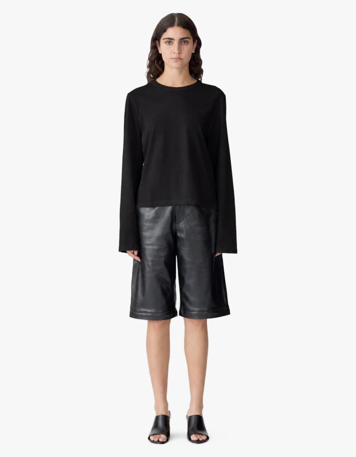 Wide Long Sleeve T-Shirt - Black