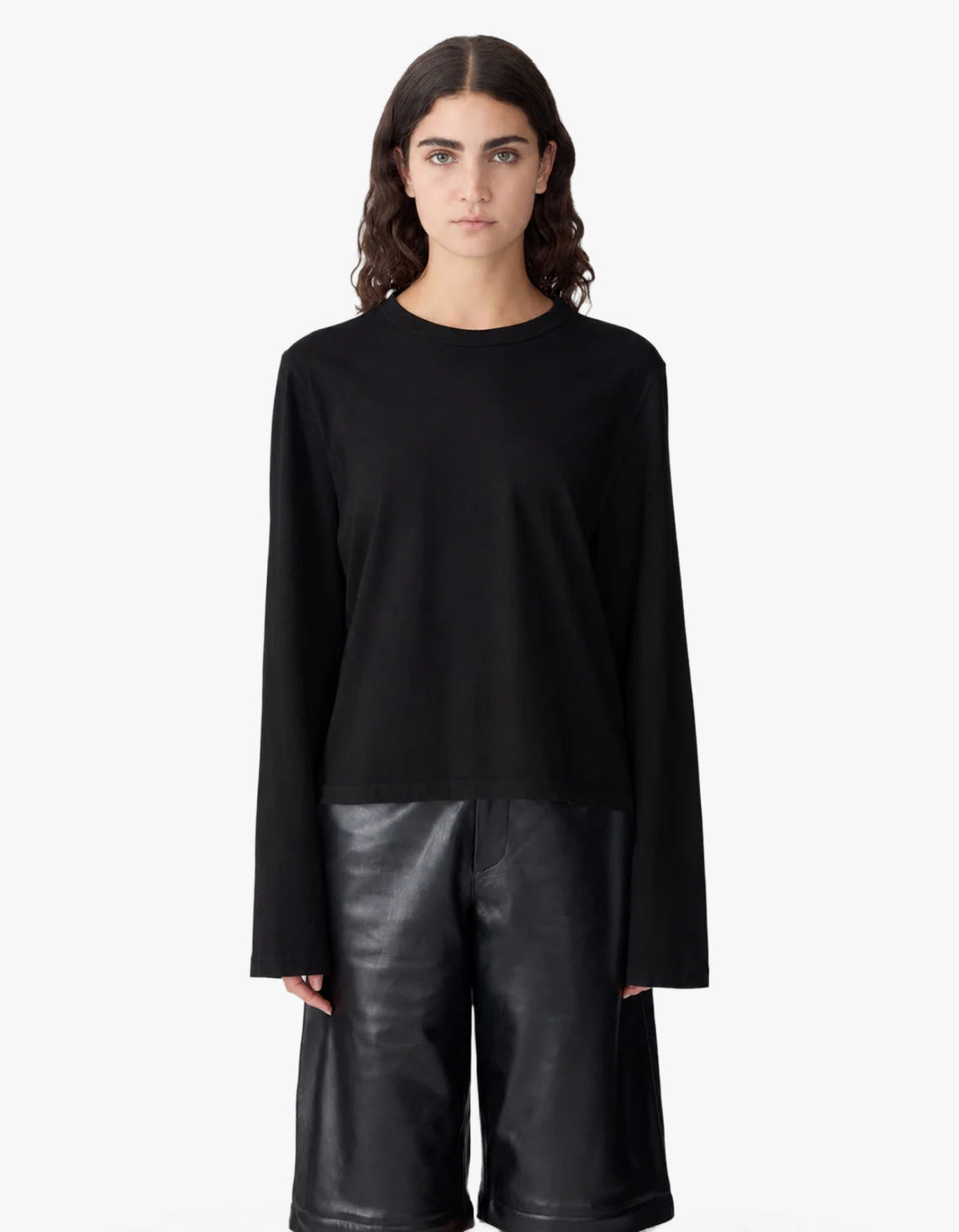 Wide Long Sleeve T-Shirt - Black