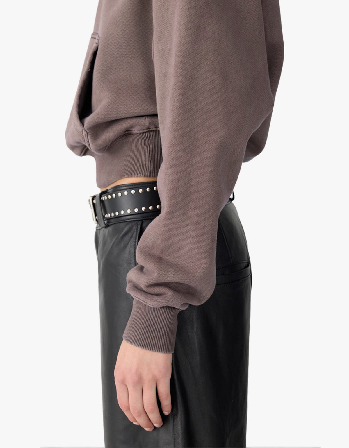 Fleece Cropped Hoodie - Washed Carob