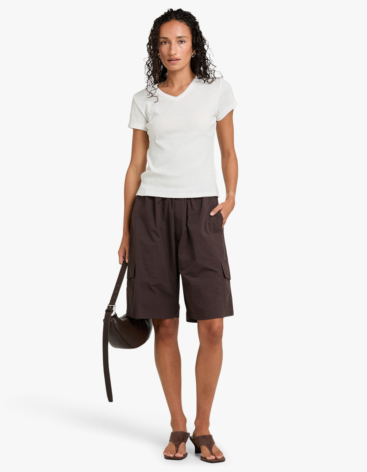 Crushed Cotton Cargo Short - Chocolate Brown