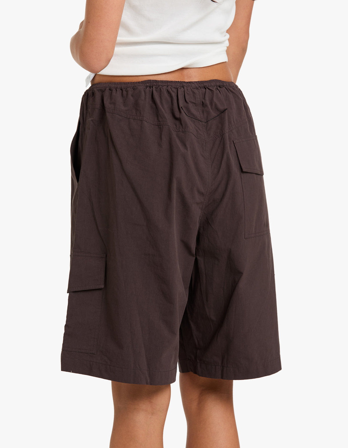 Crushed Cotton Cargo Short - Chocolate Brown