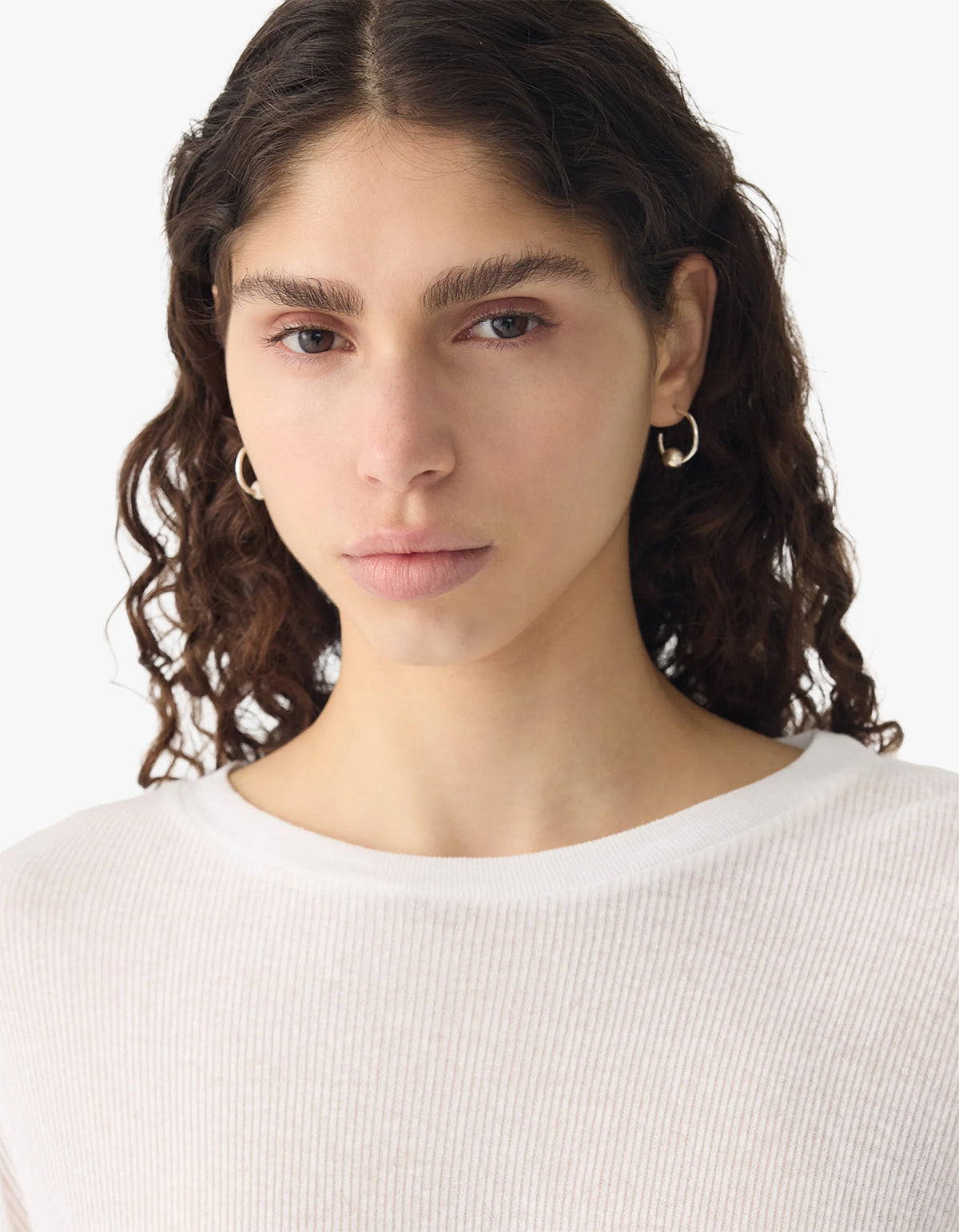 Sheer Rib L/S T-Shirt - White