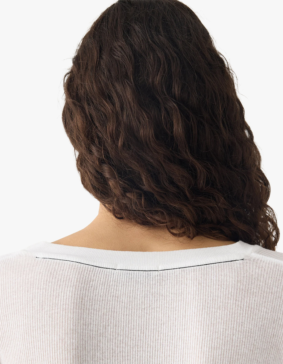 Sheer Rib L/S T-Shirt - White